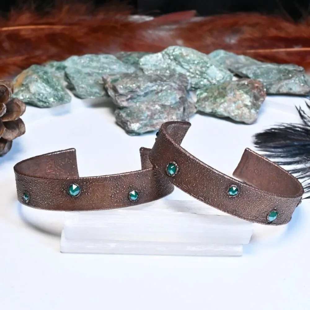 Emerald Swarovski Crystal Copper Cuff Bracelet